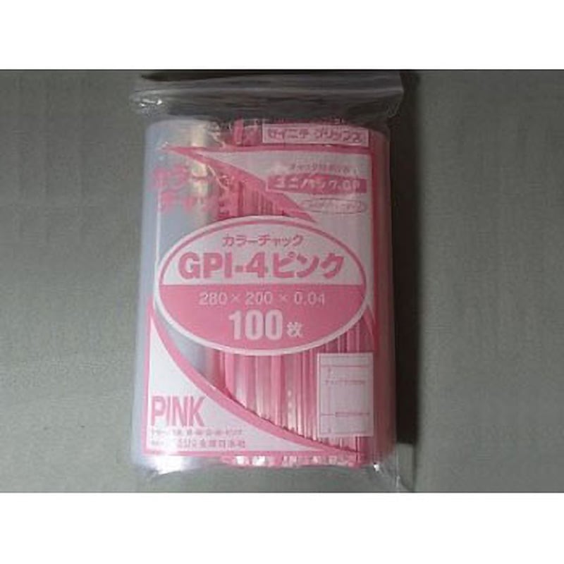 GPI-4 ユニパックGP カラーチャック セイニチ(生産日本社) ピンク色  1ケース(100枚×20袋)
