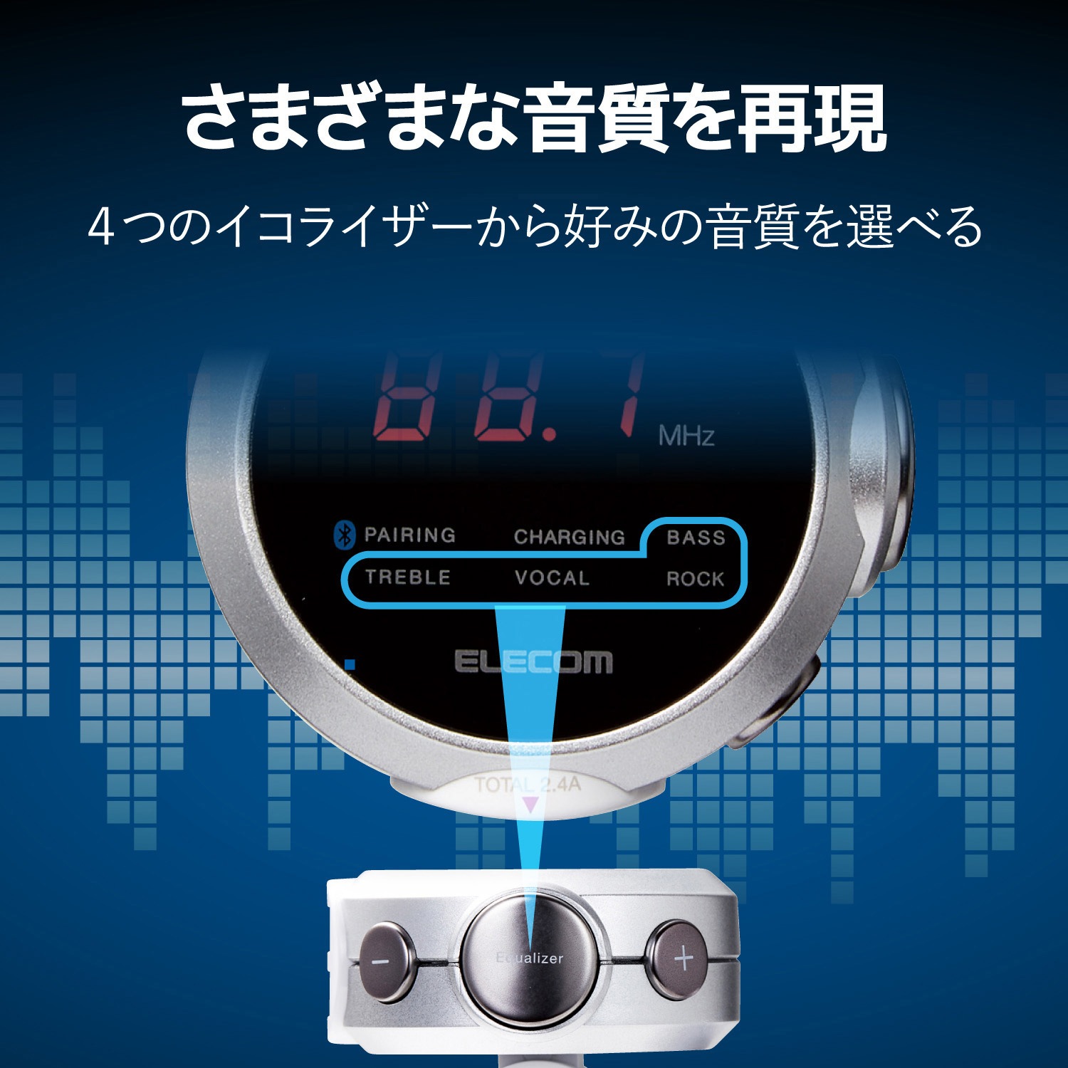 Lat Fmbtb05rsv Fmトランスミッター Bluetooth Usb2ポート付 2 4a おまかせ充電 重低音モード対応イコライザー付 リモコン付 141チャンネル 1個 エレコム 通販サイトmonotaro