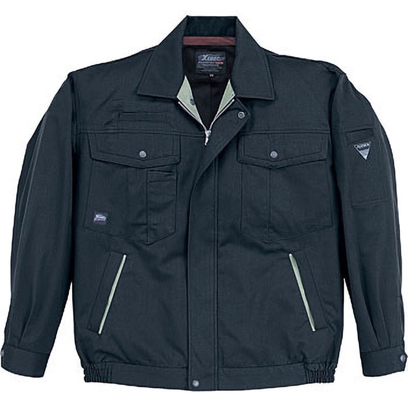 1260 1260 プリーツロンミニハイブリッド 長袖ブルゾン(秋冬用) ジーベック 帯電防止素材 T/Cソフトツイル チャコールグレー色 S着丈61cm