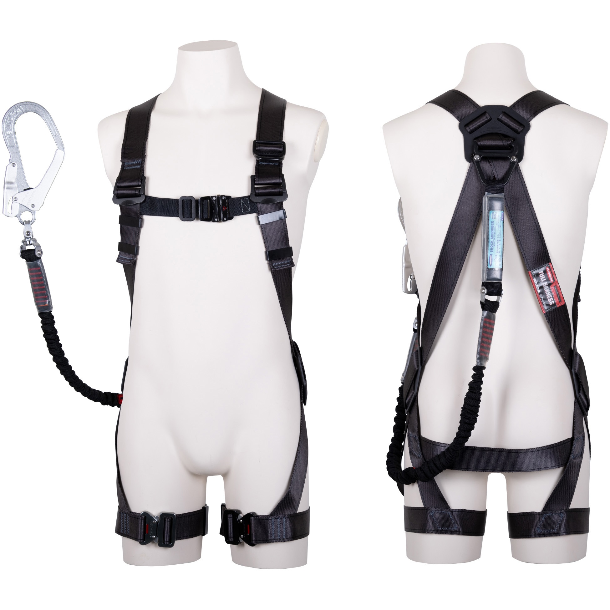 TH-504-NV93SV-OT-DG-M-R23-JAN-BX フルハーネス型墜落制止用器具 黒影ハーネス(KUROKAGE  HARNESS)ランヤード付 ノビロン付 藤井電工(ツヨロン) 伸縮式 X型 平行型 サイズM  TH-504-NV93SV-OT-DG-M-R23-JAN-BX - 【通販モノタロウ】