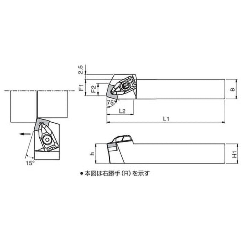 DSBNR2020K-12 ホルダ 京セラ 75° 右勝手 ダブルクランプ方式
