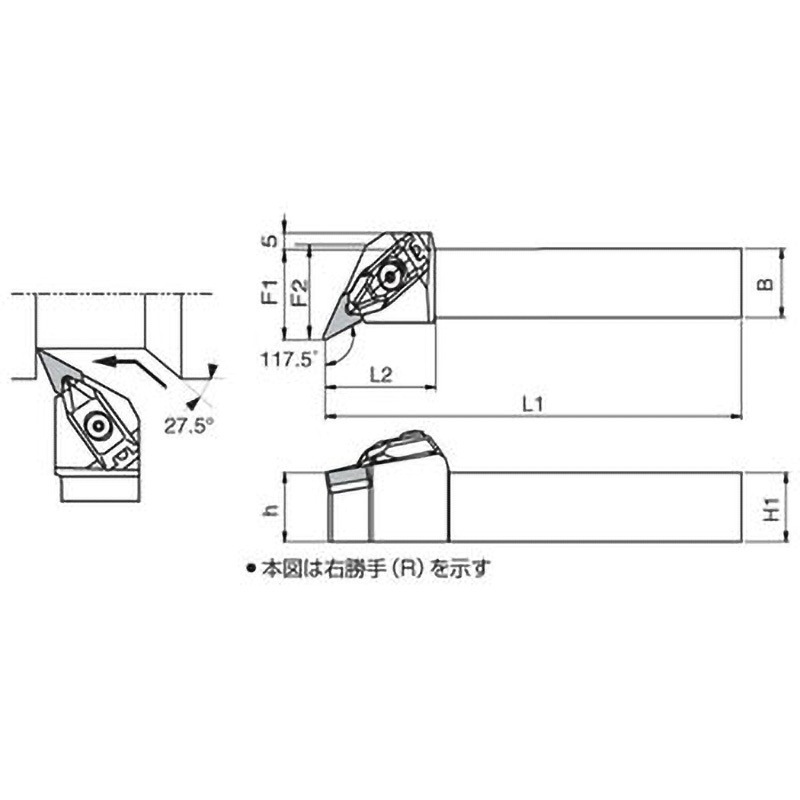 DVPNL2020K-16 ホルダ 京セラ 左勝手 ダブルクランプ方式 適合チップひし形35°