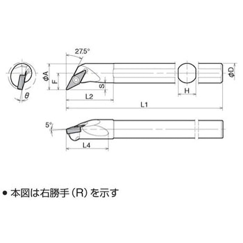 S12M-SVPBR11-18A ホルダ 京セラ スクリュークランプ方式 62.5° 適合チップひし形35° 右勝手   S12M-SVPBR11-18A