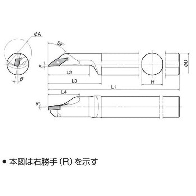 ホルダ 外径旋削用 勝手：右 京セラ SDLCR1010JX-07FF (67-8009-75) □京セラ 外径・倣い加工用スモールツールホルダ SDLC-FF