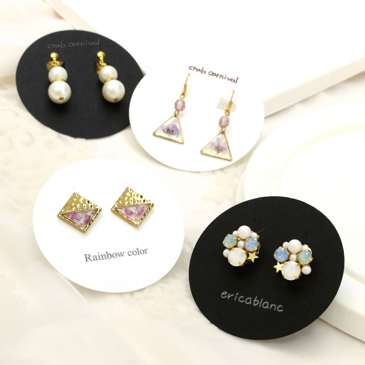 19-2410 ピアス・イヤリング専用台紙 丸型 ORIGINAL WORKS(ササガワ 