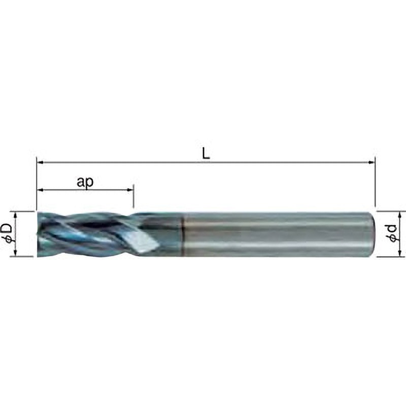 EC020A07-4C03 エンドミル イスカル 4枚刃 IC900製 刃径2mmシャンク径3mm刃長7mm