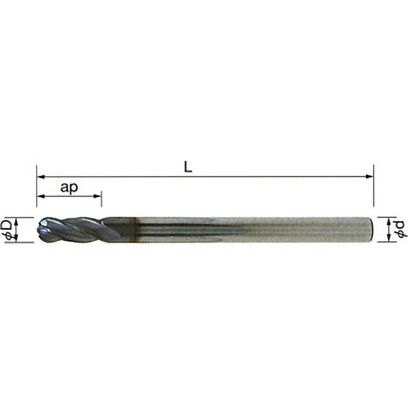 EBL040A12-4C04 ソリッドボールエンドミル イスカル 4枚刃 IC900製 刃径4mmシャンク径4mm刃長12mm  EBL040A12-4C04