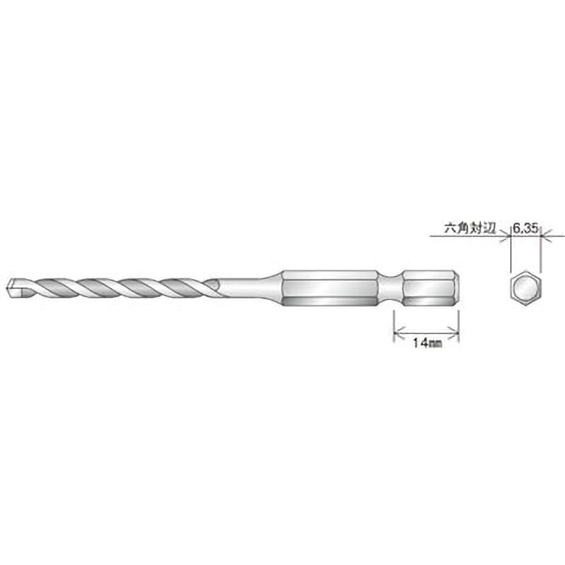 R034P5 充電ドライバードリル5本入りパック ミヤナガ 刃先径3.4mm全長