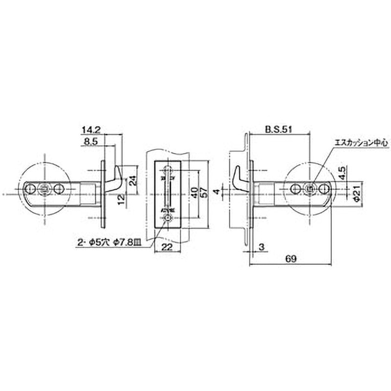 TKS51-CYT TKSチューブラ鎌錠 アトムリビンテック 適合扉厚30～36mm