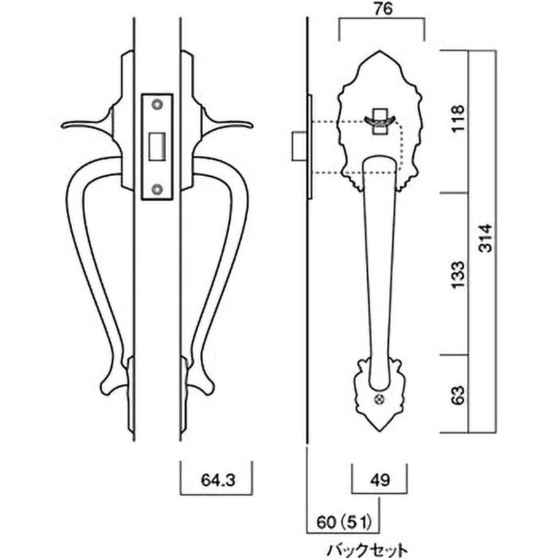 21164GB 古代 装飾空錠 長沢製作所 GB レバーハンドル - 【通販