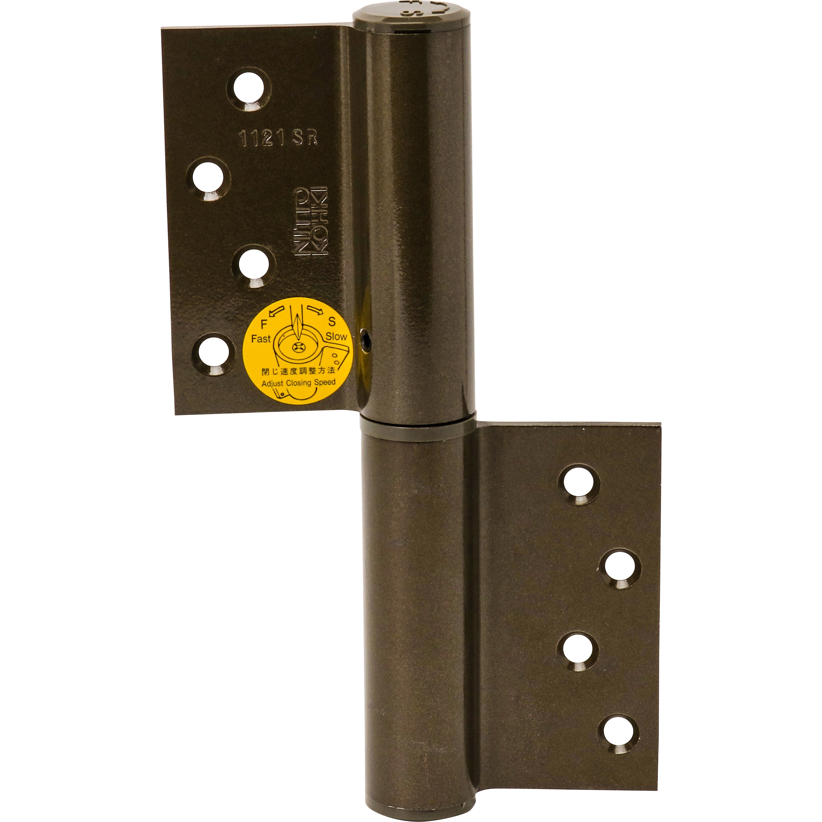 1121SR オートヒンジ 丁番型 1000シリーズ 1100型 屋内ドア用(ストップ機構あり) 日東工器 右開き(R)押し勝手 全長186.5mm  1121SR 12,395円
