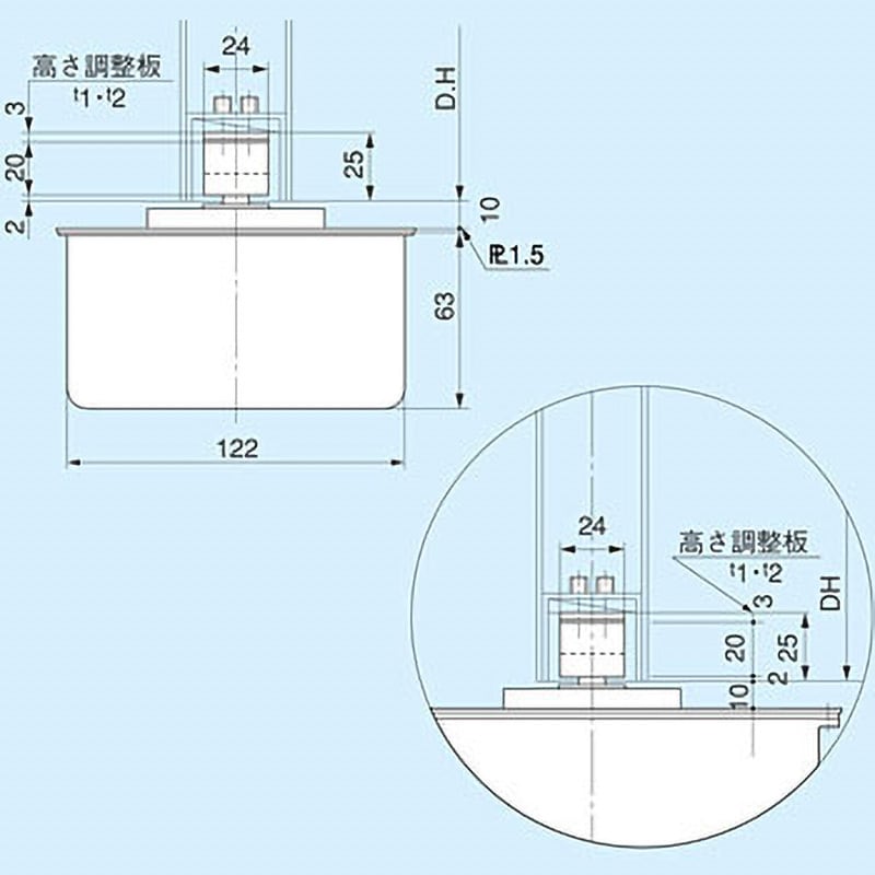 D-22 フロアヒンジ一般ドア用 中心吊自由開き 1台 大鳥機工 【通販モノタロウ】