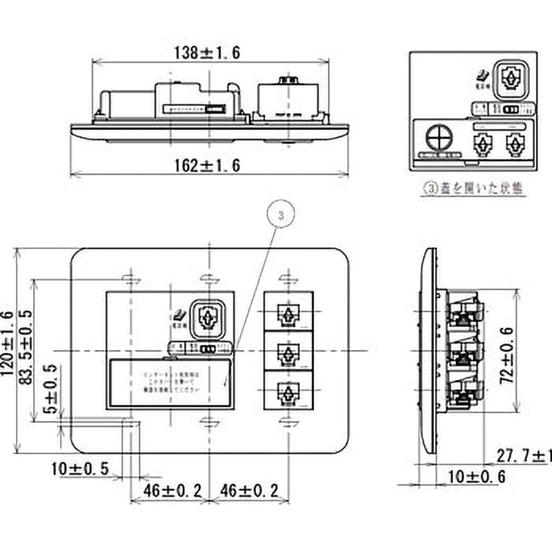 パナソニック WTF35756W ひらいてねット＋プラス 3箇所用 簡易耐火プレート付 CAT6 W Panasonic 法人限定] WTF35756W ホワイト パナソニック 宅内LANパネル ひらいて