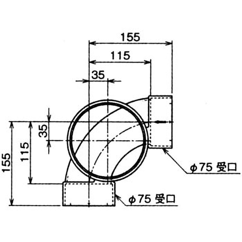 SD-90L 90度曲りマス Aron(アロン化成) サイズ75-125 SD-90L