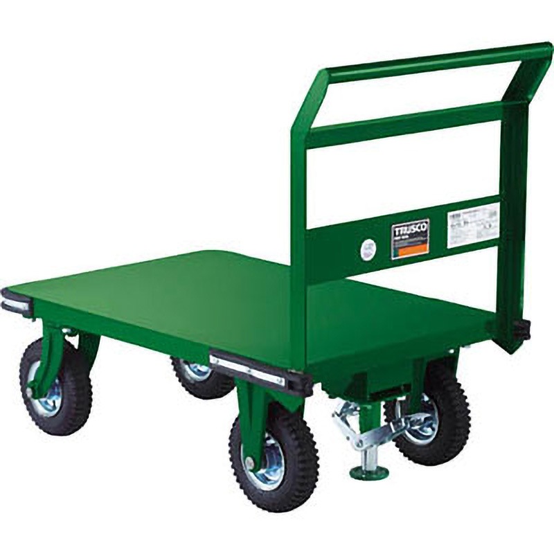 OHN2ARS 鋼鉄製運搬車空気入タイヤ仕様ストッパー付(鋳物車) TRUSCO ゴム車輪 スチール/メラミン焼付塗装製 荷台寸法900×600mm  OHN2ARS