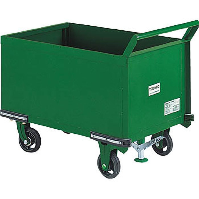 OHN24PS 鋼鉄製運搬車前方扉付ストッパー付 TRUSCO ゴム車輪 荷台寸法900×600mm  OHN24PS