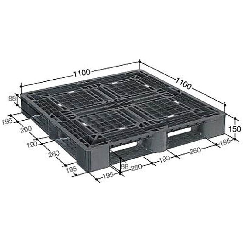 SLB1111RRBK NPC プラスチックパレットSLB1111RR 片面四方差し 黒 日本プラパレット(NPC) 幅260mm奥行1100mm  1枚 - 【通販モノタロウ】