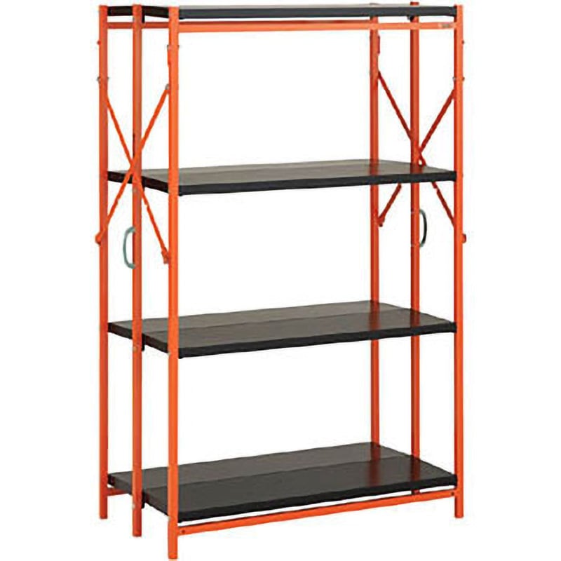 TR5344BK ワンタッチラック915×450×H1368 4段 黒×オレンジ TRUSCO