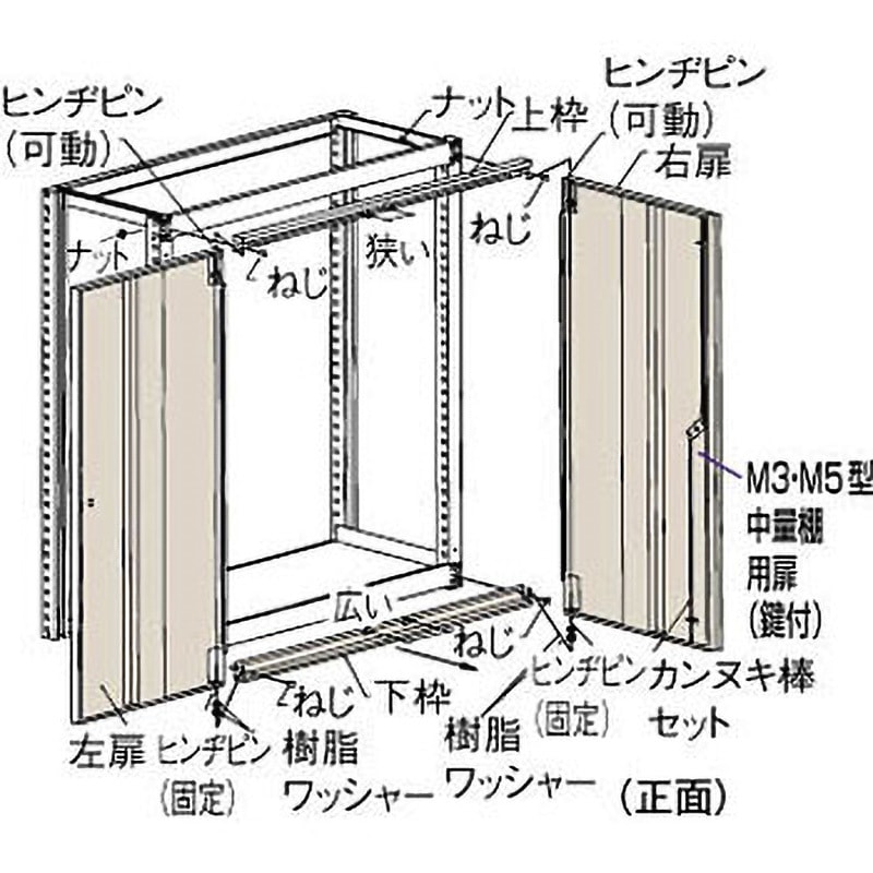DMM63DX M3、M5中量棚用扉間口900用 TRUSCO ネオグレー色