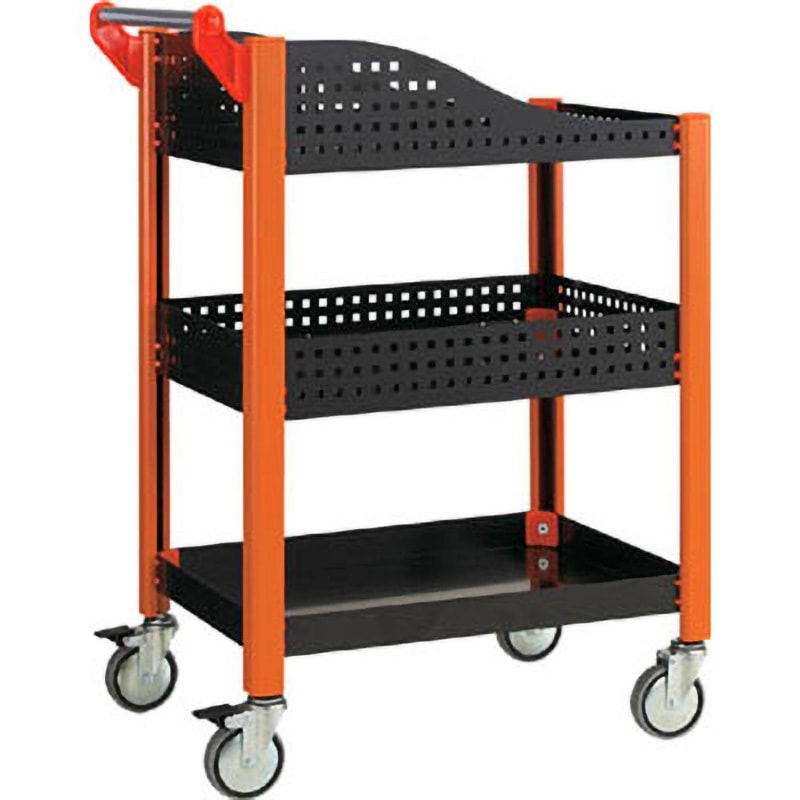 TAC648BK カスタムワゴン ブラック633X470 浅棚1枚・深型パンチ棚板付 TRUSCO 引出し/ラッチ・鍵付仕様