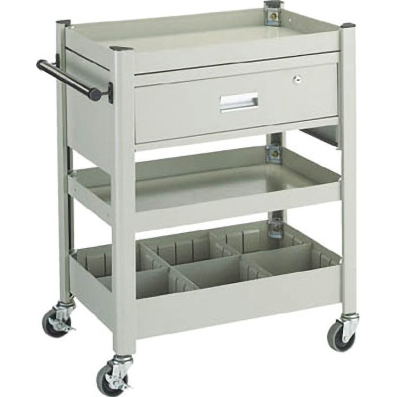 TCW81D コンビネーションワゴン TRUSCO 自在×4キャスター 引出しあり 積載荷重160kg 3段 高さ(こぼれ止め)50mm間口643mm奥行427mm  TCW81D