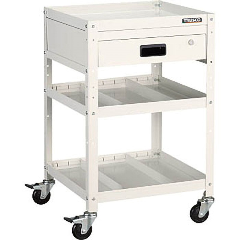 RBW853S2VW ラビットワゴン スチール製ワゴン 引出し・仕切2段付 ホワイト TRUSCO 3段 積載荷重150kg 高さ810mm間口500mm奥行500mm  RBW853S2VW