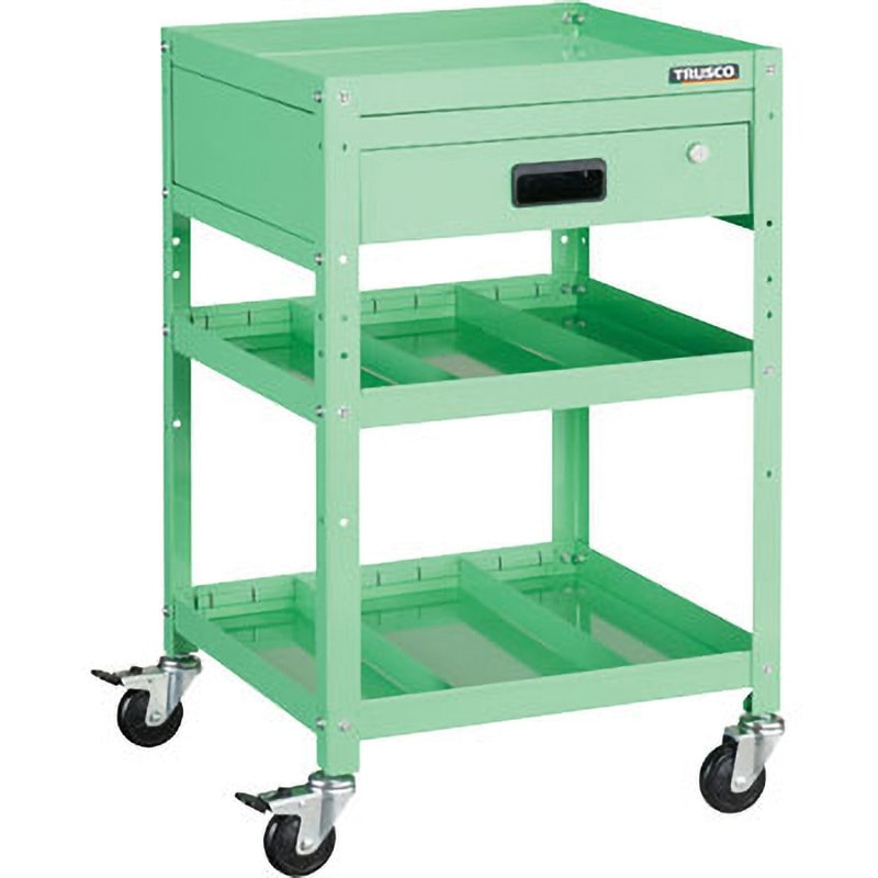 RBW853S2VYG ラビットワゴン 引出し・仕切2段付 ヤンググリーン TRUSCO 3段 積載荷重150kg 高さ810mm間口500mm奥行500mm  RBW853S2VYG