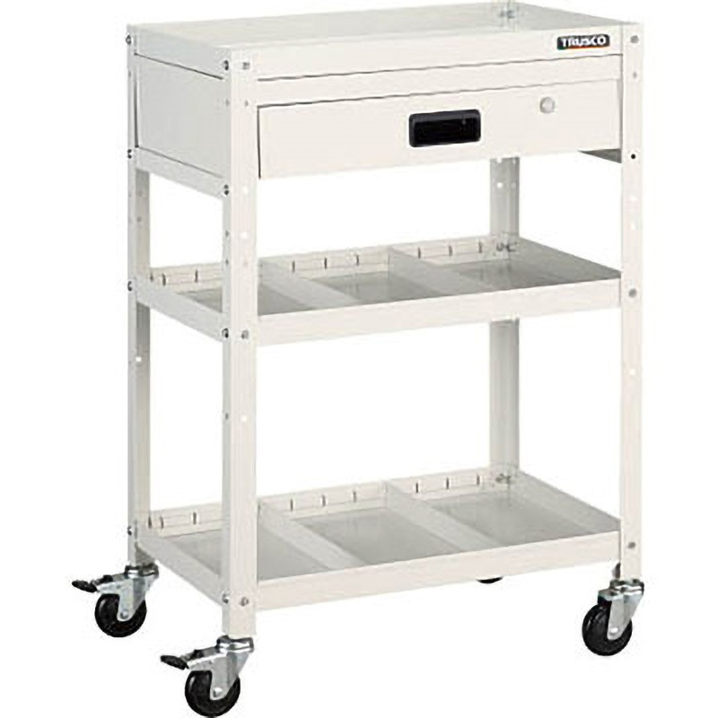 RBW963S2VW ラビットワゴン スチール製ワゴン 引出し・仕切2段付 ホワイト TRUSCO 3段 積載荷重150kg 高さ880mm間口600mm奥行400mm  RBW963S2VW