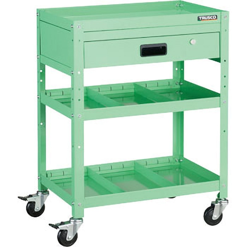RBW863S2VYG ラビットワゴン 引出し・仕切2段付 ヤンググリーン TRUSCO 3段 積載荷重150kg 高さ810mm間口600mm奥行400mm  RBW863S2VYG