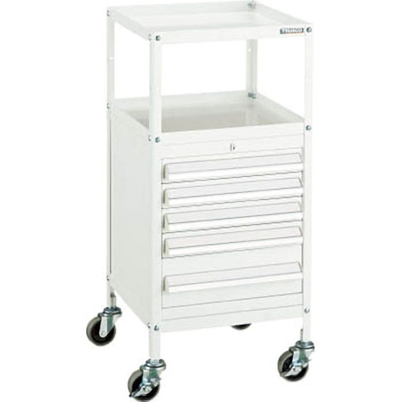 MCW423W スチール製ミニキャビネットワゴン LVRシリーズ 400×440×880 ホワイト TRUSCO 引出しあり 積載荷重120kg 高さ880mm  MCW423W