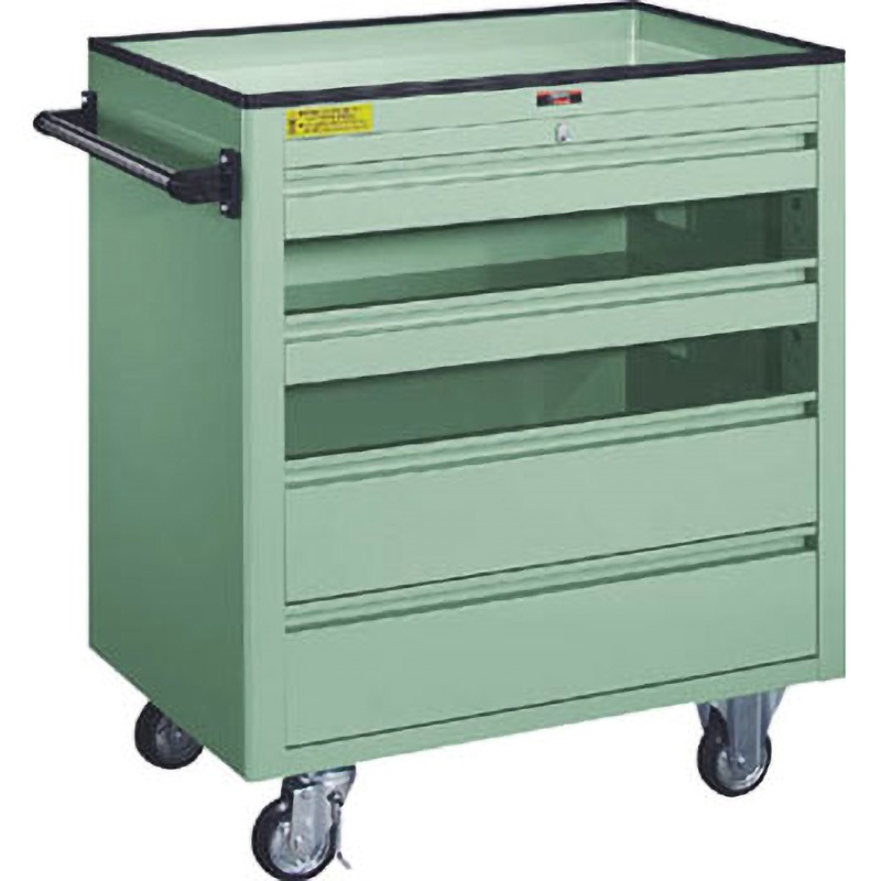 BM2S2L2 重量ローツールワゴン TRUSCO 引出しあり グリーン色 積載荷重250kg 均等荷重40kg 間口750mm奥行500mm  BM2S2L2