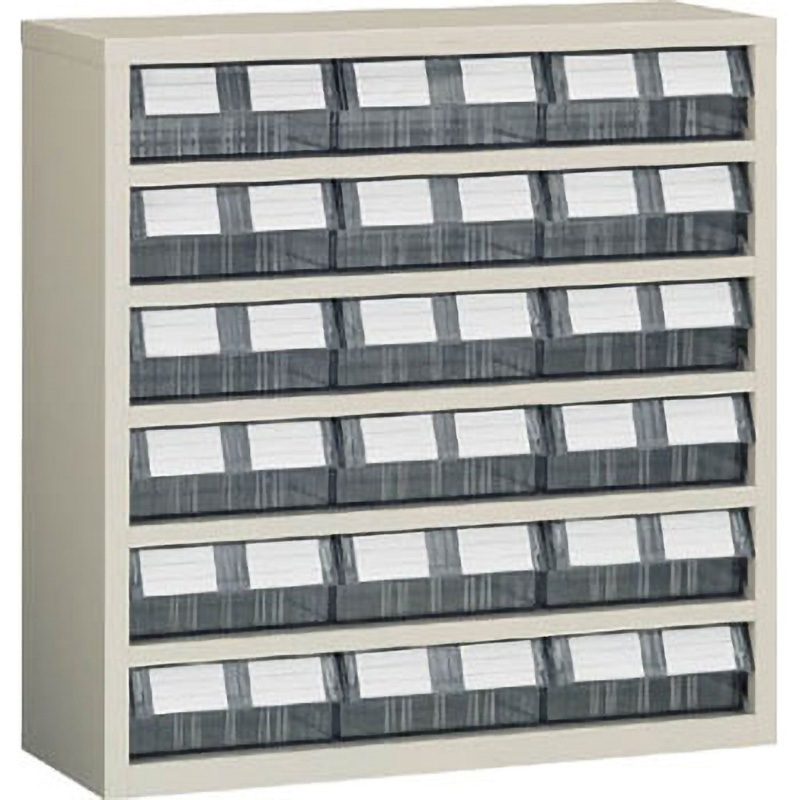 TM66BW 横型バンラックケースM型(奥行307) 3列6段タイプ TRUSCO 透明色 引出し組合せMM-2N 18個