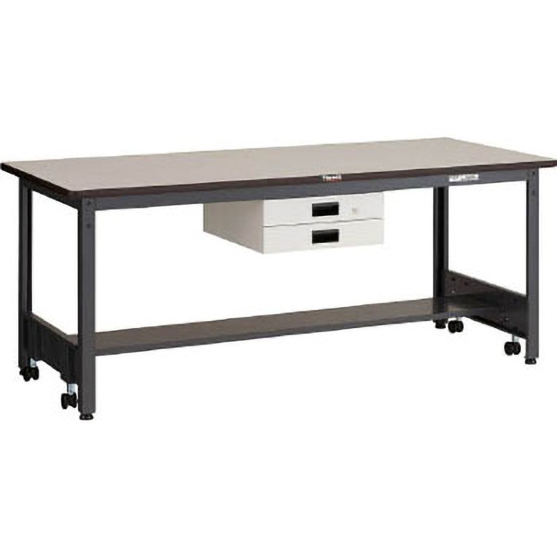 CFWR0960UDK2 移動フリー作業台500kg900×600 UDK型2段引出付 TRUSCO リノリューム製天板 高さ740mm  CFWR0960UDK2