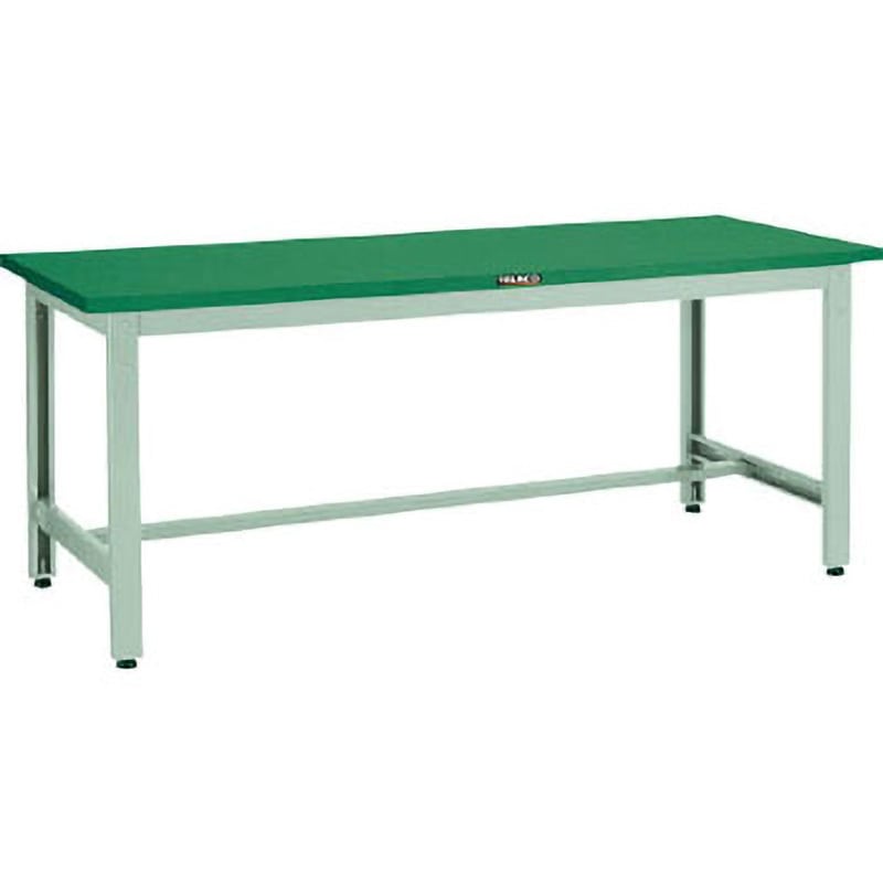 GWP0945 中量作業台(ダップ樹脂天板 TRUSCO 荷重800kg グリーン色 スチール製 間口900mm奥行450mm高さ740mm  GWP0945