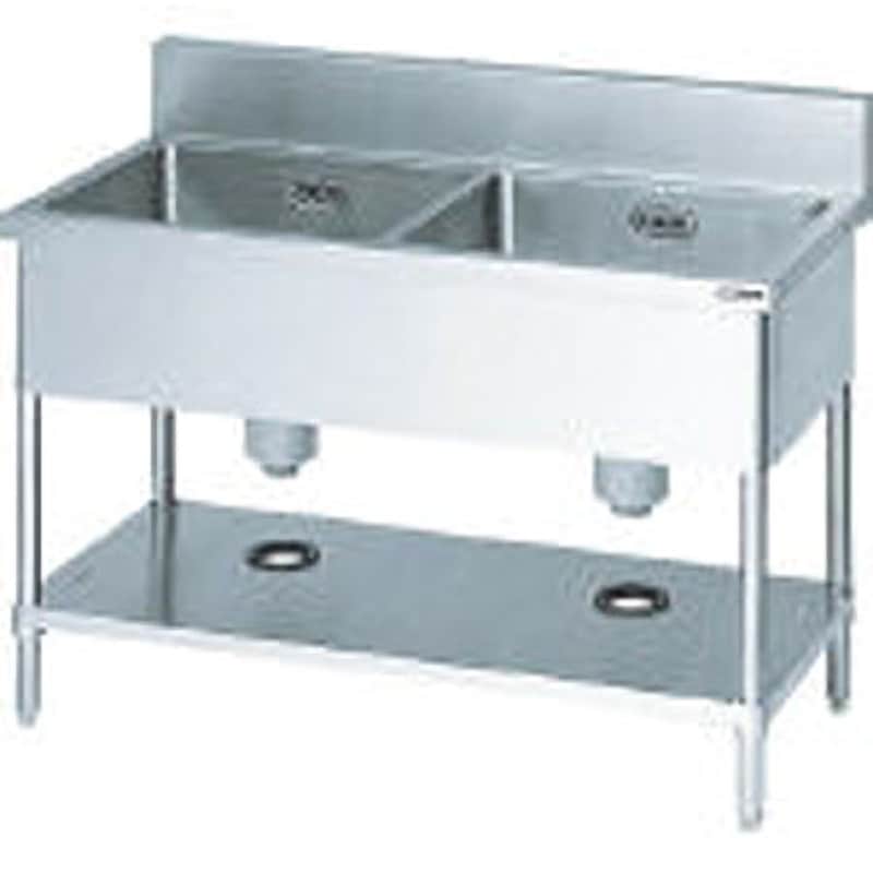 業務用 マルゼン 2槽シンク 3口蛇口付き 幅900×奥600×