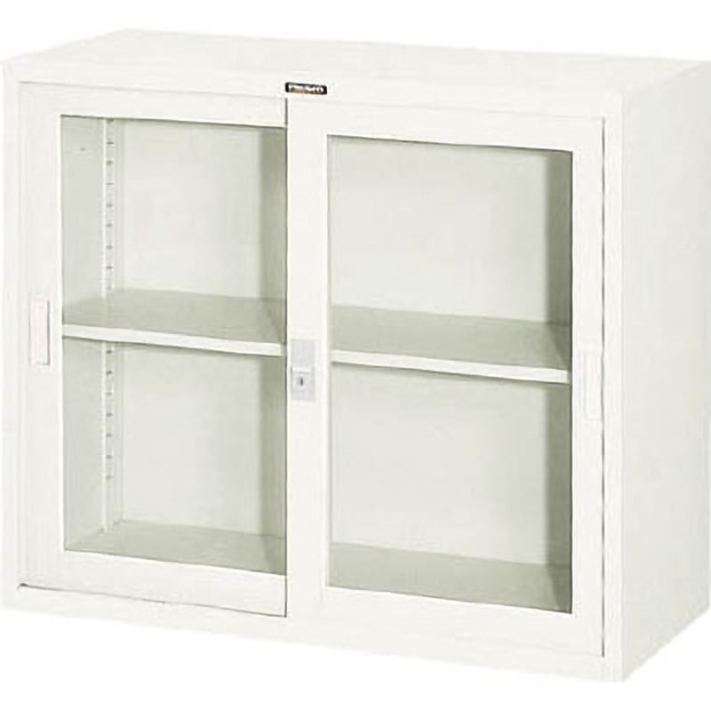 FJG40G7 ガラス引違書庫880×400×750 TRUSCO ネオグレー色 上置き・下置き両用 完成品