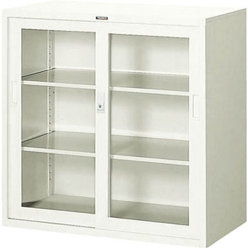 N303GW ガラス引違書庫880×515×880 TRUSCO ネオグレー色 上置き・下置き両用 完成品