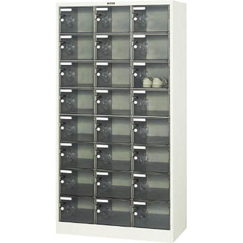 SC24PC シューズボックス透明扉付24人用900×380×1700 TRUSCO 鍵なし 完成品