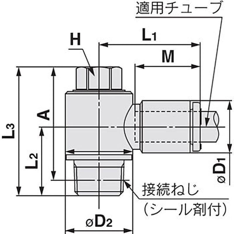 エルボユニオン KQ2L (シール剤付) ミリサイズ SMC 配管用