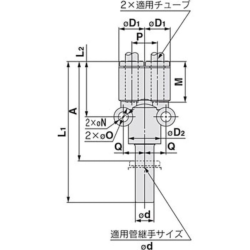 KQ2X08-10A 異径ブランチユニオンワイ KQ2X ミリサイズ SMC 適合