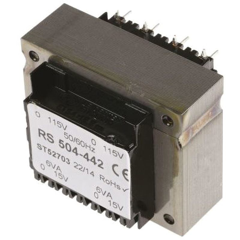 504-442 RS Pro 基板実装用トランス，一次側：115 V ac， 230 V ac，二次側：15V ac RS PRO 12VA