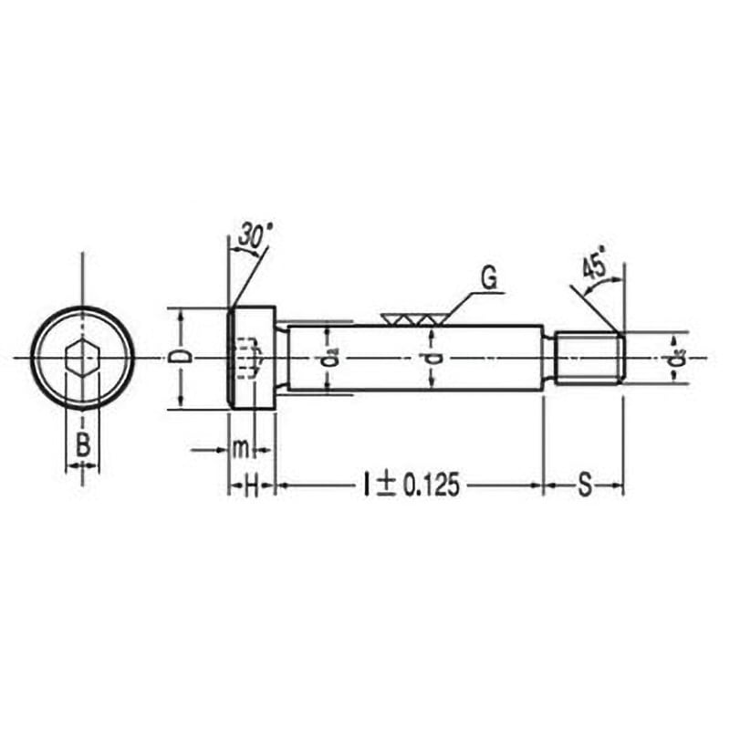 8×55 ショルダーボルト SH (鉄/黒色酸化皮膜) 互省製作所 ねじ径M6