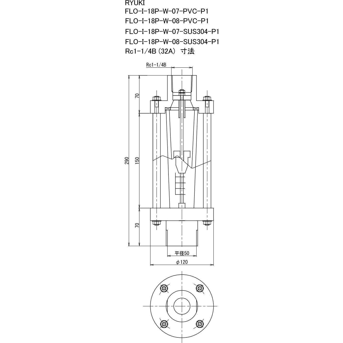 FLO-I-18P-W-07-SUS304-P1 流量計 水用 ガラス管式 東京流機工業 流量レンジ10～100L/min  FLO-I-18P-W-07-SUS304-P1 - 【通販モノタロウ】