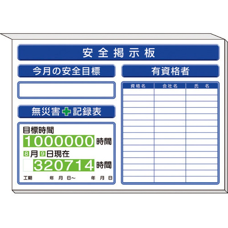 313-87AW ミニサイズ安全掲示板 ユニット 有資格者一覧他 白地 厚さ30mm  313-87AW