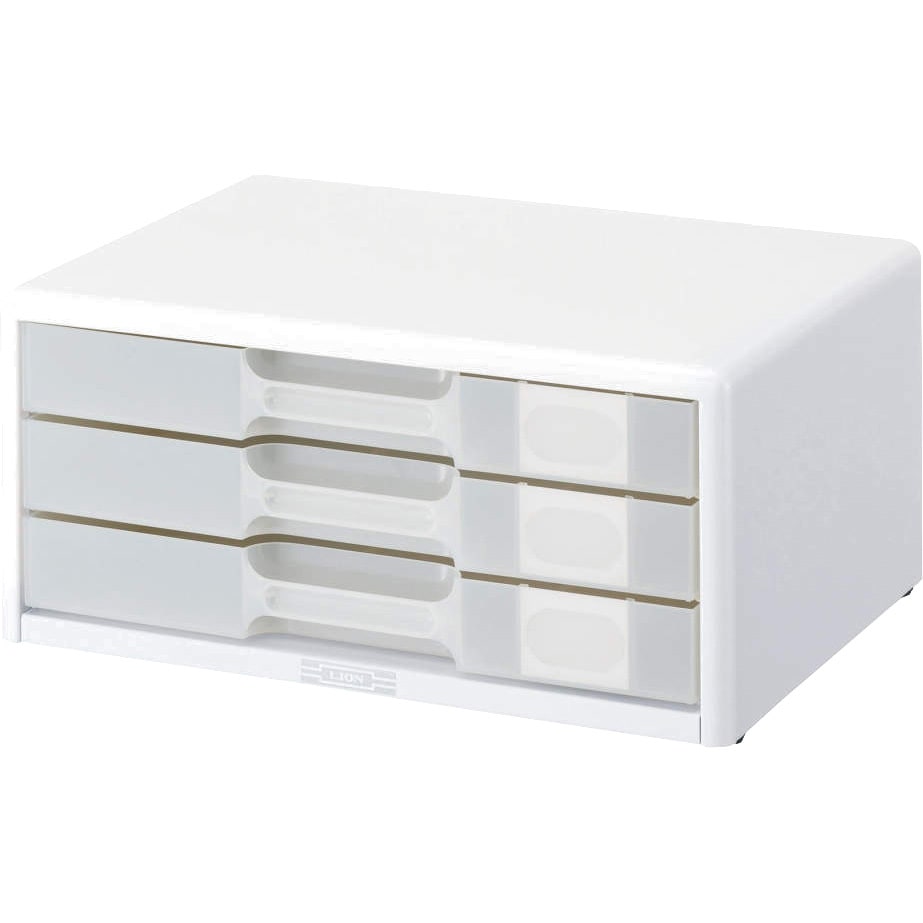 LA4-553W レターケース LION (ライオン事務器) 浅型 ホワイト色 引出し数3段 A4(横型)サイズ  LA4-553W