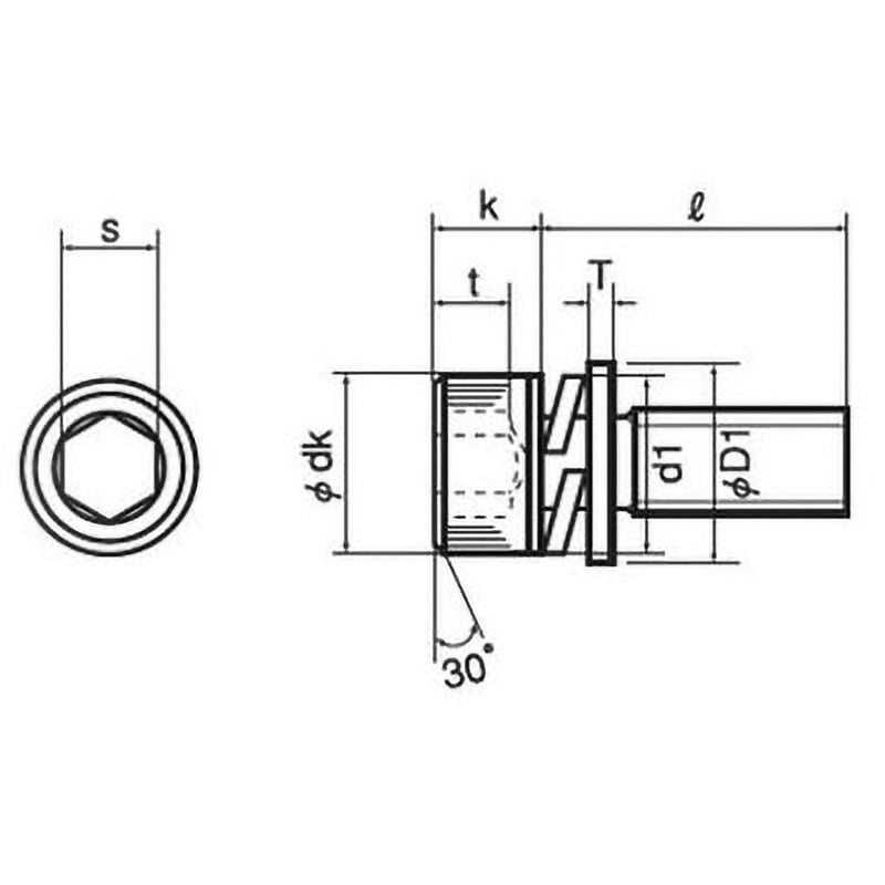 4×25 六角穴付ボルトP=3(SW+JIS W組込) (ステンレス/ブラック