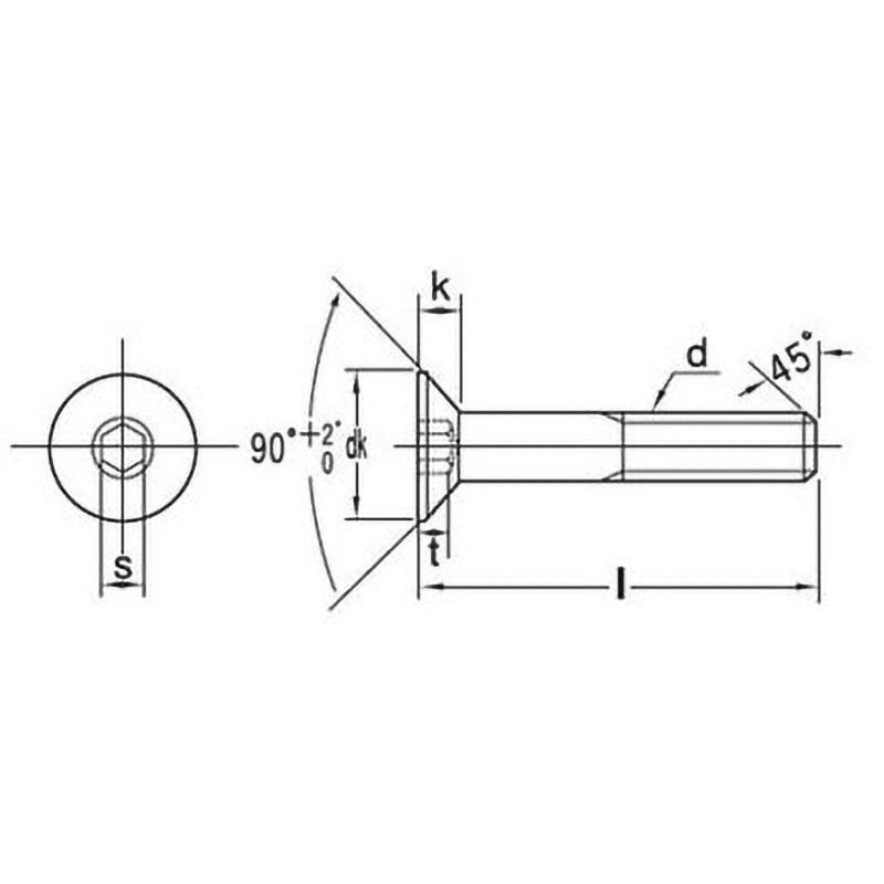 5×40 六角穴付皿ボルト (SCM435/亜鉛黒)(パック品) 大阪魂 呼びM5長さ