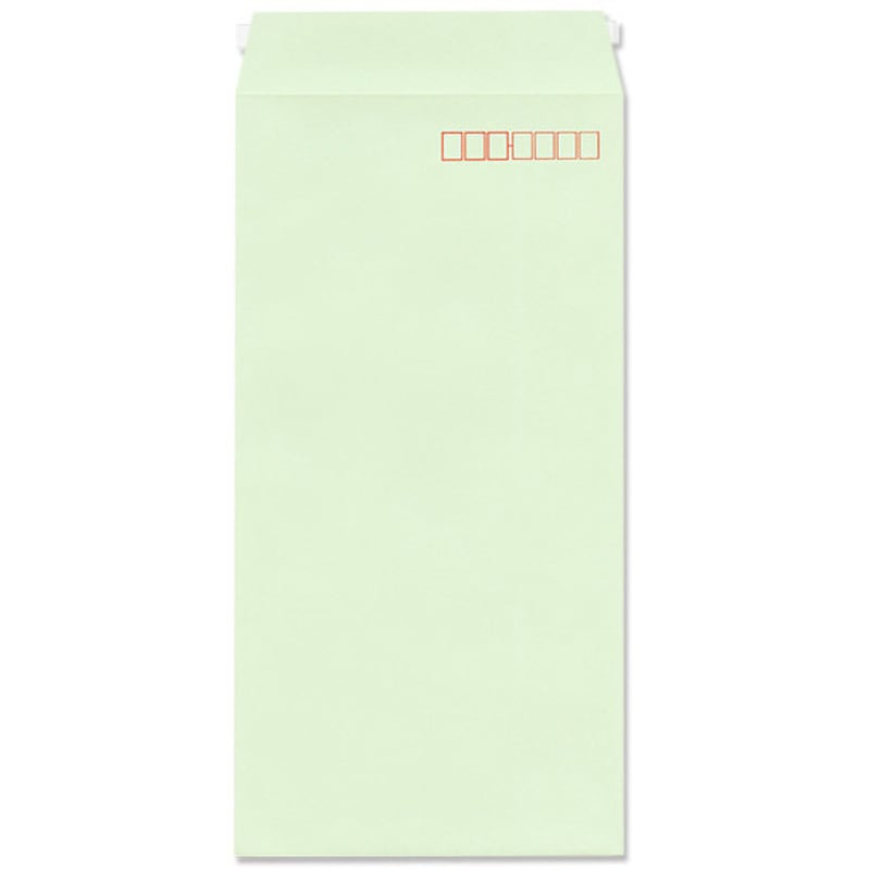 NR4383 透けないコーティング封筒 パステル(〒枠あり・ヨコ貼・テープスチック) ハート(封筒) A4横3つ折タイプ グリーン色  1箱(1000枚) NR4383