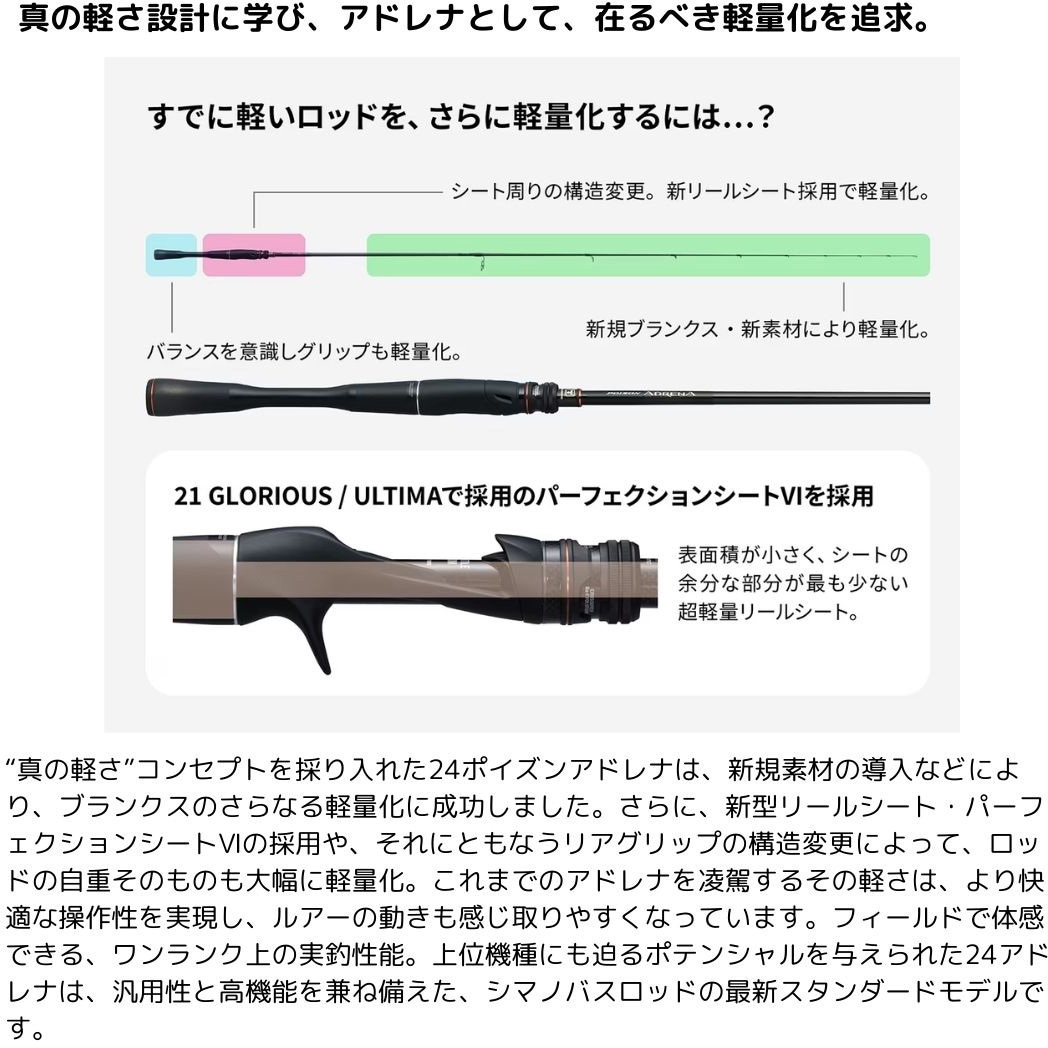 SHIMANO - ポイズンアドレナ276M-2 Amazon | シマノ(SHIMANO) バスロッド 24ポイズンアドレナ 276M