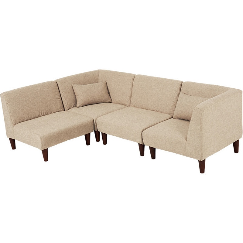 フラットS-BE-4S ユニットソファ 4点SET (1Pソファ2個+コーナソファ2個) 連結できる 萩原 ベージュ色  1台(1台)